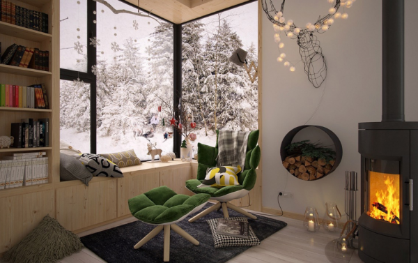 Kursi goyang retro dalam warna-warna cerah